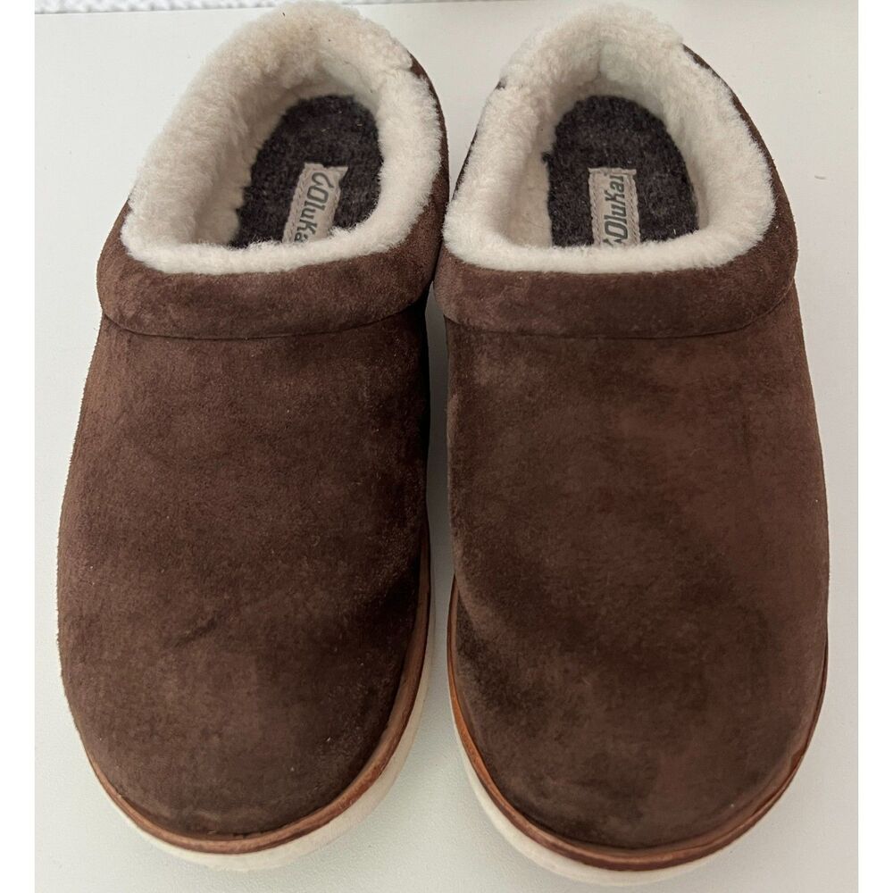 Olukai Mani Dark Brown Suede Mule Slippers. Size 7.